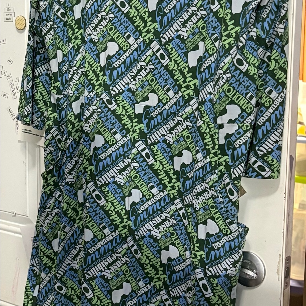 Svaha: Women's Green Printed Midi Dress with Classic Literature Jane Austen